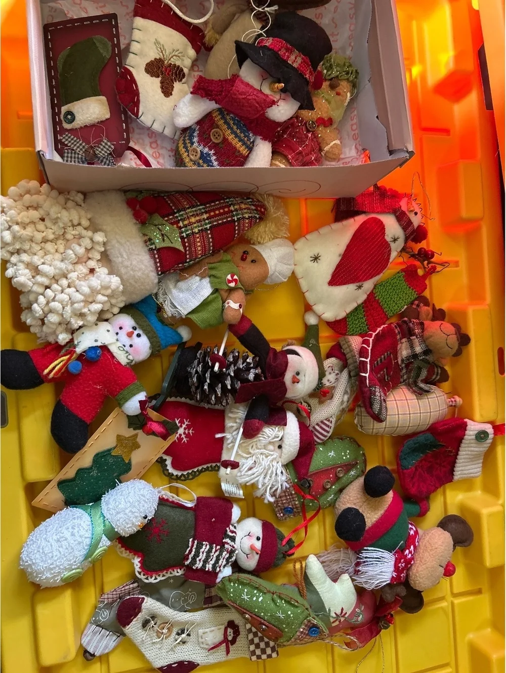 Assorted Handmade Christmas Ornaments and Stockings Set